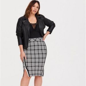 Torrid Black Plaid Premium Ponte Pencil Skirt